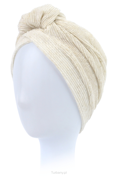 Turban z oryginalnym węzłem beżowy VERBENA # DEC63 + B9