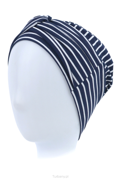Turban w paski granatowy ELA # PASS